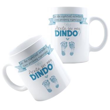 Imagem de Caneca Xícara Porcelana Cerâmica Personalizada Com Estampa Para madrinha Padrinho do Bebê Aceita ser minha Dinda Dindo? (Padrão, Dindo 01)