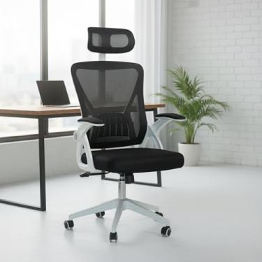 Imagem de Cadeira de Escritório Ergonômica Hyatto Supreme Preta e Branca, Giratória, Malha Respirável, Estofado Mesh, Mecanismo de Elevação e Inclinação com Trava, Rodinhas Silenciosas HYATTO OFFICE