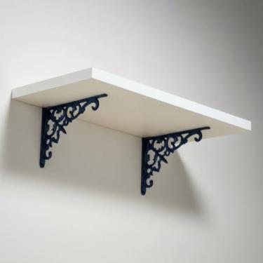 Imagem de Prateleira Mdf 80x25cm Suporte Metal Colonial Jardim Vintage