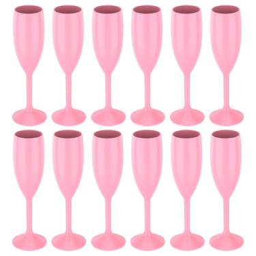 Imagem de 12 peças de flauta de champanhe rosa, 170 ml, rosa, elegante, descartável, taça de champanhe, fácil de limpar, copo para brinde de cálice de acrílico para casamento, despedida de solteira, aniversário