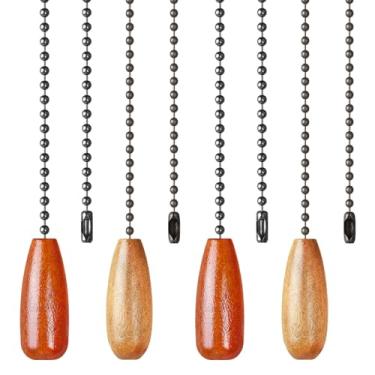 Imagem de SHIFANQI Corrente de puxar para ventilador de teto, 2 pacotes de extensão de corrente de puxar de pingente de madeira, puxadores de corrente decorativos de 30 cm para lâmpada de ventilador de luz de