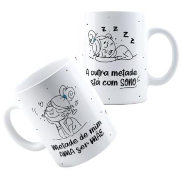 Imagem de Caneca Xícara Porcelana Cerâmica Personalizada Com Estampa Presente Dia Mães Vida de Mãe Mamãe MD3