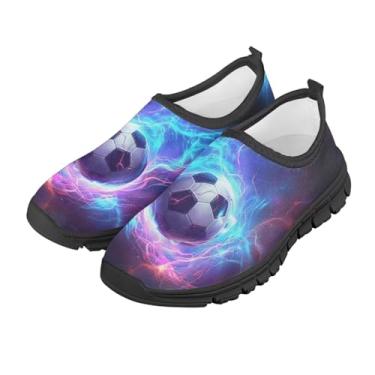 Imagem de Doojoayie Tênis infantil sem cadarço, respirável, para meninos e meninas, casual, roupas de Natal, Galaxy Soccer, 15