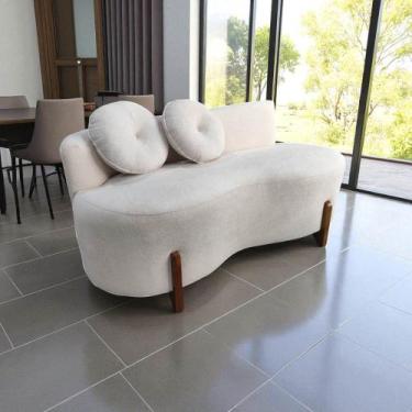 Imagem de Namoradeira Sofá Feijão Lounge Orgânica Bouclé Bege - Mazzero Decor