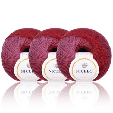 Imagem de NICEEC 3 novelos 100% fio de lã arco-íris gradiente macio, autolistrado, fio colorido de camada única para crochê e tricô (total de 196 m × 3/1,76 oz×3) - nº 28