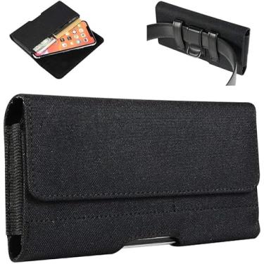 Imagem de Coldre de nylon para celular Google Pixel 9a 9 Pro 8a 8 7a 7 6a 6, Samsung Galaxy A15 A25 A35 A55 A54 A53 S25+ S24+ S23+ S22 Plus, iPhone 15 Pro Max 16 Plus, capa para celular com clipe de cinto