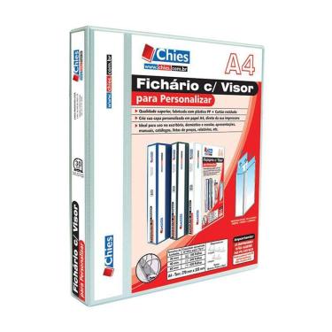 Imagem de Fichário revestido cristal A4 branco 30mm c/ 4 argolas Chies