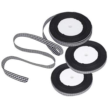 Imagem de GLOGLOW Fita de cetim, fita faça você mesmo, fita de cetim xadrez, para decoração de bolo de casamento, festa de aniversário, fita quadriculada