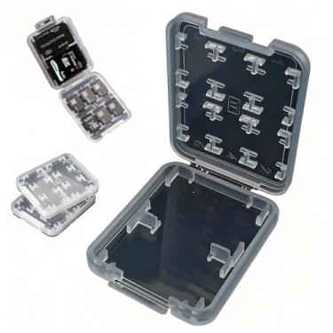 Imagem de Estojo de armazenamento de cartão de memória de plástico SD com 2 peças – Suporte rígido para cartões micro SD, SDHC, TF, MS 8 em 1, estojo de plástico reutilizável para armazenamento de cartão de