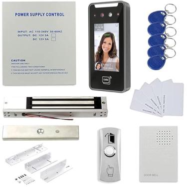 Imagem de MENGQI-CONTROL 2Mp Hd 4 Polegadas 5000 Usuário Biométrico Cartão De Reconhecimento Facial Código Pin Sistema De Controle De Acesso 110-240 V Caixa De Fonte De Alimentação (Pode Adicionar Bateria) 60
