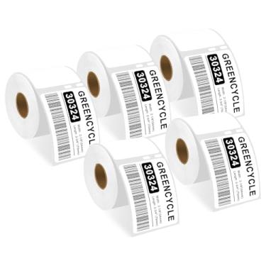 Imagem de GREENCYCLE Etiquetas térmicas diretas de 5 rolos (400 etiquetas/rolo) de 5 x 6 cm, compatíveis com etiquetas de mídia DYMO 30324/30258 para impressoras de mesa LabelWriter 450, 4XL, Rollo e Zebra [NÃO