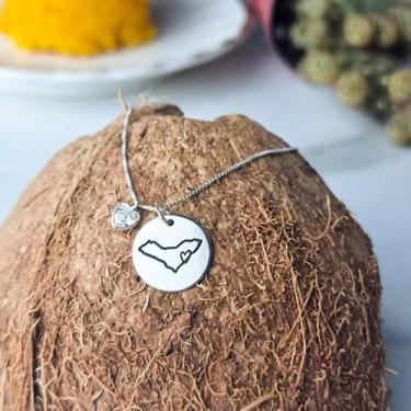 Imagem de Colar Patuá Medalha de Alagoas com Coração em Zircônia Prata 925 - Lir