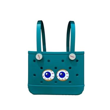 Imagem de Lopqix Cesta de borracha, cesta pequena de EVA, alça de borracha DIY, transporte leve para banho, praia, viagens, academia, piscina, Lago azul, Cesta de borracha pequena