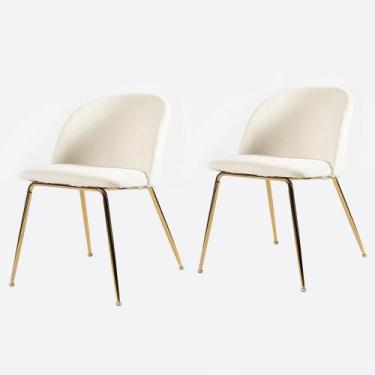 Imagem de Kit 2 Cadeiras ANM8100F Anima Office em Veludo Off White Base em Aço D