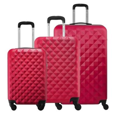 Imagem de Kit 3 Malas Rígidas de ABS 360° 10kg 23kg e 32kg com Cadeado Gladiador Diamond D1C3 (Cereja)