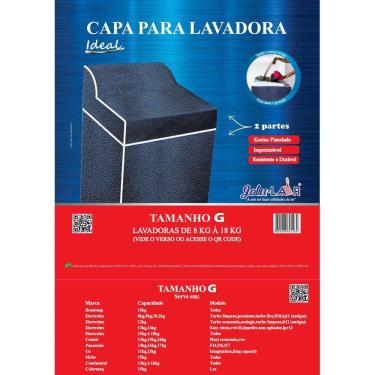 Imagem de Capa Para Máquina De Lavar Flanelada Duas Partes Electrolux Brastemp Consul Panasonic Todos Os Tamanhos E Marcas - Ideal