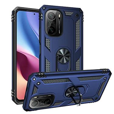 Imagem de SORAKA Capa para Xiaomi Mi 11i 5G/POCO F3 5G com suporte de anel invisível e placa de metal para suporte magnético de carro, capa rígida de policarbonato macio TPU macio de grau militar, capa
