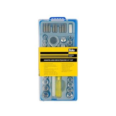 Imagem de Jogo De Soquetes Com 40 Peças Eda 8Zi 1/4 E 3/8" Encaixe Catraca Ferramentas Oficinas Centro Automotivo Funilaria