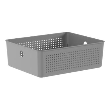 Imagem de Cesto Organizador OU Flow - Multiuso para Cozinha, Banheiro e Lavanderia - Praticidade, Organização Inteligente e Design Moderno (Cinza, Cesto 27 x 22 x 09cm)