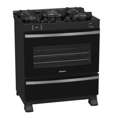 Imagem de Fogão a Gás Maxi Vítreo 5Q Preto Venax, Bivolt