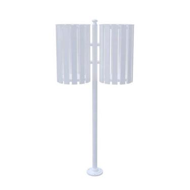 Imagem de Lixeira de Rua Pátios Parques Dupla Tubular Branca 151cm - Utildecor M