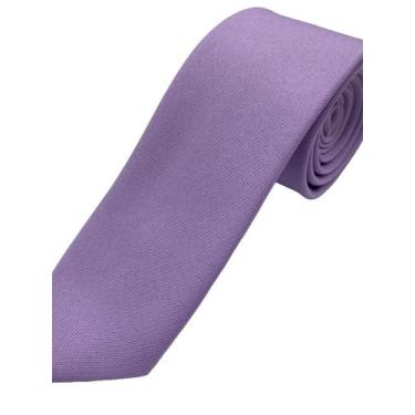 Imagem de Kit com 10 gravatas lavanda tecido oxford slim - Dmais Gravatas