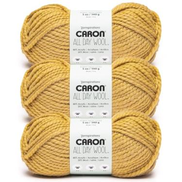 Imagem de Caron Fio de semente de mostarda para o dia todo - pacote com 3 170 g - 80% acrílico 20% lã - # 6 super volumoso - 108 jardas - tricô/crochê