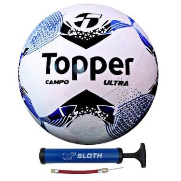 Imagem de Bola de Futebol de Campo Topper Ultra Dupla Colagem + Bomba, Preto, Az