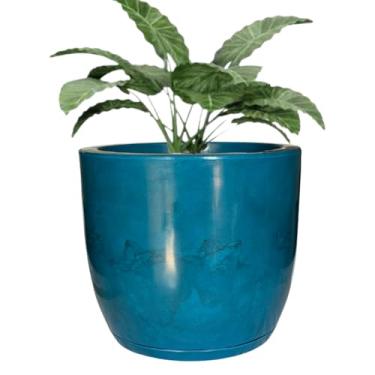 Imagem de Vaso Grande Cone Liso Polietileno Planta Luxo Jardim Varanda Sala (Azul Petróleo)