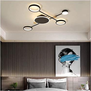 Imagem de Lustre Moderno Led Lustres Iluminação Compatível com Sala de Estar Jantar Quarto Luzes Internas Preto Dourado Cor Lustre Lâmpadas Luminaria (Cor: Preto 110cm 70w, Tamanho