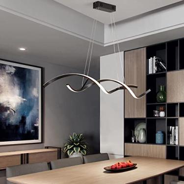 Imagem de Luminária pendente LED regulável com controle remoto Luminária pendente para mesa de jantar Lustre ajustável em altura Luminária pendente moderna para escritório Sala de jantar Estudo Sala d