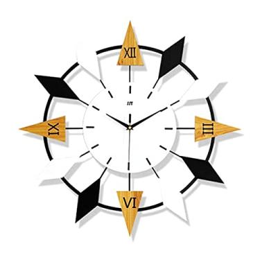 Imagem de Relógio de parede de madeira maciça, moderno, silencioso, sem tique-taque, números romanos, operado por bateria para decoração de arte de sala de estar em casa, 45 * 45 cm (45 * 45 cm)
