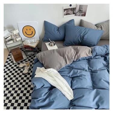 Imagem de Conjunto de capa de edredom King de cor sólida, conjunto de capa de edredom preto, conjunto de capa de cama de tecido adequado para a pele (G tamanho solteiro 4 peças)