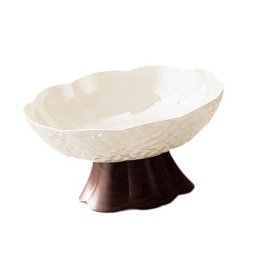 Imagem de Kuntesetty Fruteira pedestal tigela decorativa bandeja de frutas de pé alto para decoração de casa para lanches, M White