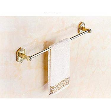 Imagem de Xiaolin Toalheiro prateleiras de banheiro prateleiras de banheiro toalheiros cabide cobre único toalheiro suporte de parede simples perfurado 60 cm