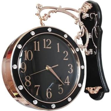 Imagem de WYUYIWH Relógio de parede arte moderna relógio de parede dupla face moderno luxo relógio de parede dupla face relógios dourados silenciosos decoração de casa decoração de sala de estar de luxo