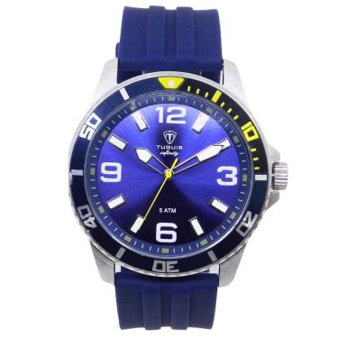 Imagem de Relógio Masculino de Aço Tuguir Analógico Infinity 9169C Prata e Azul e Amarelo