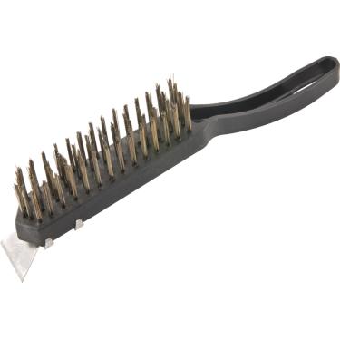 Imagem de Escova Manual Aço 4 Fileiras Cabo Plástico Com Raspador - Vo