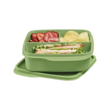 Imagem de Pote Hermético Tupperware Basic Line com Divisória 550ml, Verde, 550ml