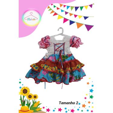 Imagem de Vestido Junino infantil colorido (Tam. 2)
