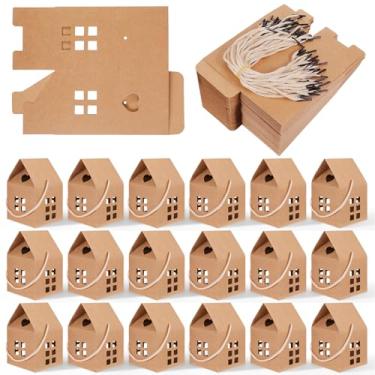 Imagem de Dimeho 60 caixas de presente em forma de casa 5 × 3 × 7,9 cm caixa de doces de papelão, caixa de presente e lembrancinha de papelão para casamento, Natal, chá de bebê, festa de aniversário, decoração