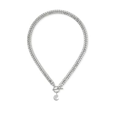 Imagem de ADEMISHIA Colar feminino com inicial inglesa antiga em ouro 18 K, delicado pingente A-Z com corrente cubana de aço inoxidável, gargantilha grossa, colar gargantilha para presente de Halloween e Natal