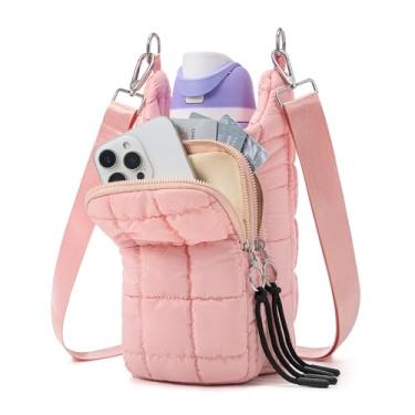 Imagem de WOOMADA Suporte para garrafa de água com alça bolsa de transporte para garrafa de água (rosa