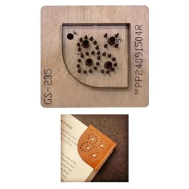 Imagem de YJIUYUANQ Marcador de livro para corte de couro, moldes de madeira para cortador de couro, molde de corte de metal, com base de madeira lisa para artesanato DIY