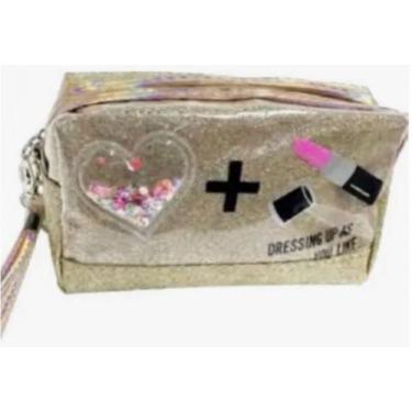 Imagem de Bolsa Necessaire Feminina Organizador Maquiagem Viagem - KIT, Dourado