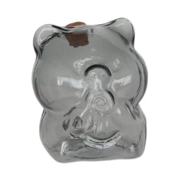 Imagem de IEUDNS Cofrinho de vidro transparente, recipiente para guardar cofrinho, jarra de vidro, cofrinho para entrada de bar, café, Cinza