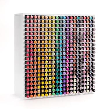 Imagem de SANFURNEY Organizador de marcadores de 400 compartimentos para mesa, suporte empilhável de armazenamento de marcadores de álcool, suporte de lápis de cor de caneta, organizador de suprimentos de arte