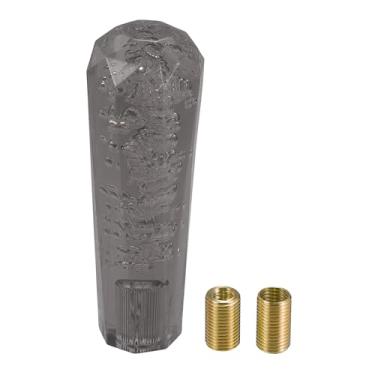 Imagem de 1 conjunto de manípulos de mudança universal de 15 cm - puxador de câmbio de engrenagem de carro cristal falso com 2 adaptadores para veículos automáticos e manuais - acrílico preto