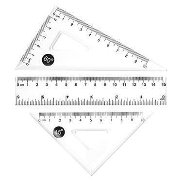 Imagem de Conjunto de régua de plástico transparente geométrico, 9 peças, régua triangular, transferidor, caixa de ferramentas de matemática para estudar cálculo, estudantes, designers, artistas
