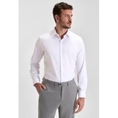 Imagem de Camisa Docthos Slim Manga Longa Bambu Liso SmartCool, 001 branco, GG